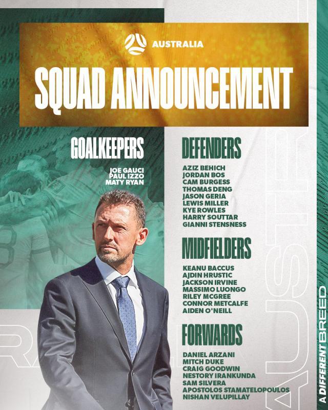 咪咕体育直播免费观看-解析澳大利亚26人名单：中前场大幅度换人加强进攻