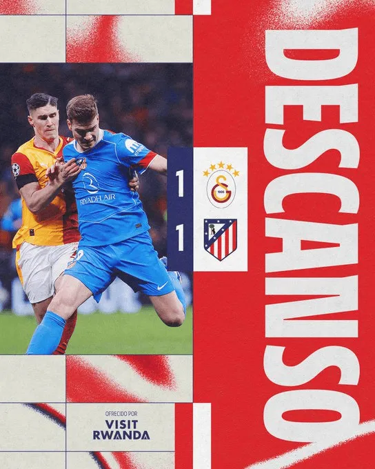 咪咕体育直播咪咕视频-加拉塔萨雷1-1马竞半场数据：射门5-8，射正1-2，良机1-1